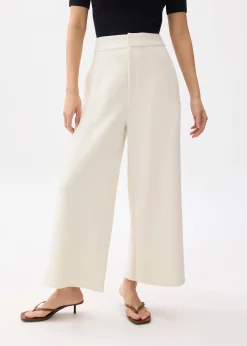 High Waist Cropped Wide Leg Culottes