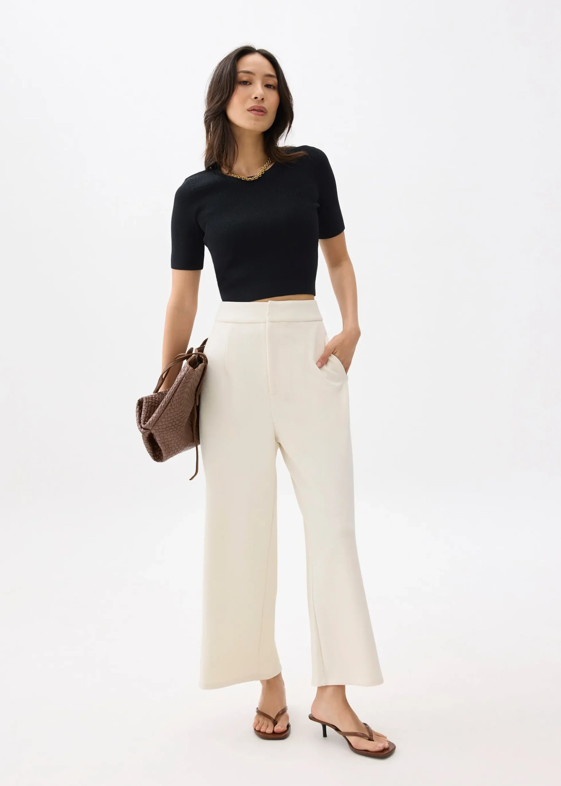 High Waist Cropped Wide Leg Culottes
