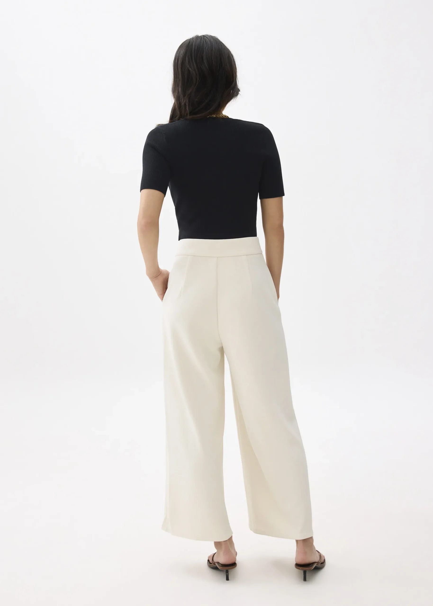 High Waist Cropped Wide Leg Culottes