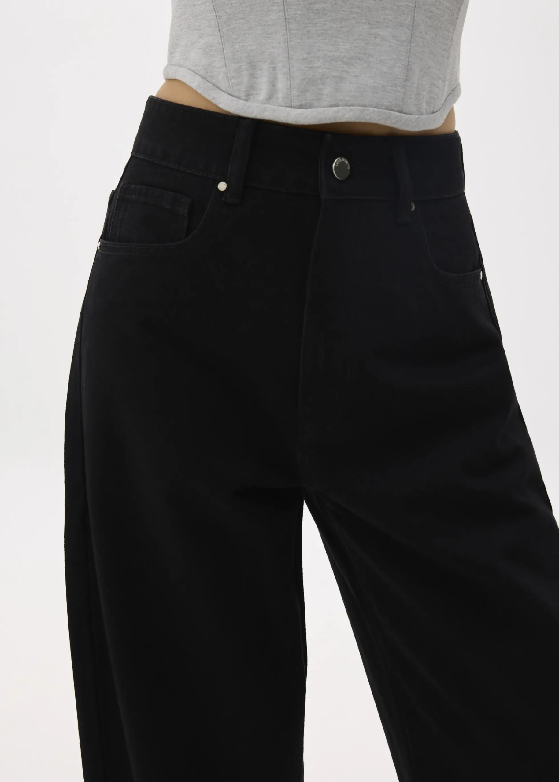 High Waist Denim Barrel Jeans