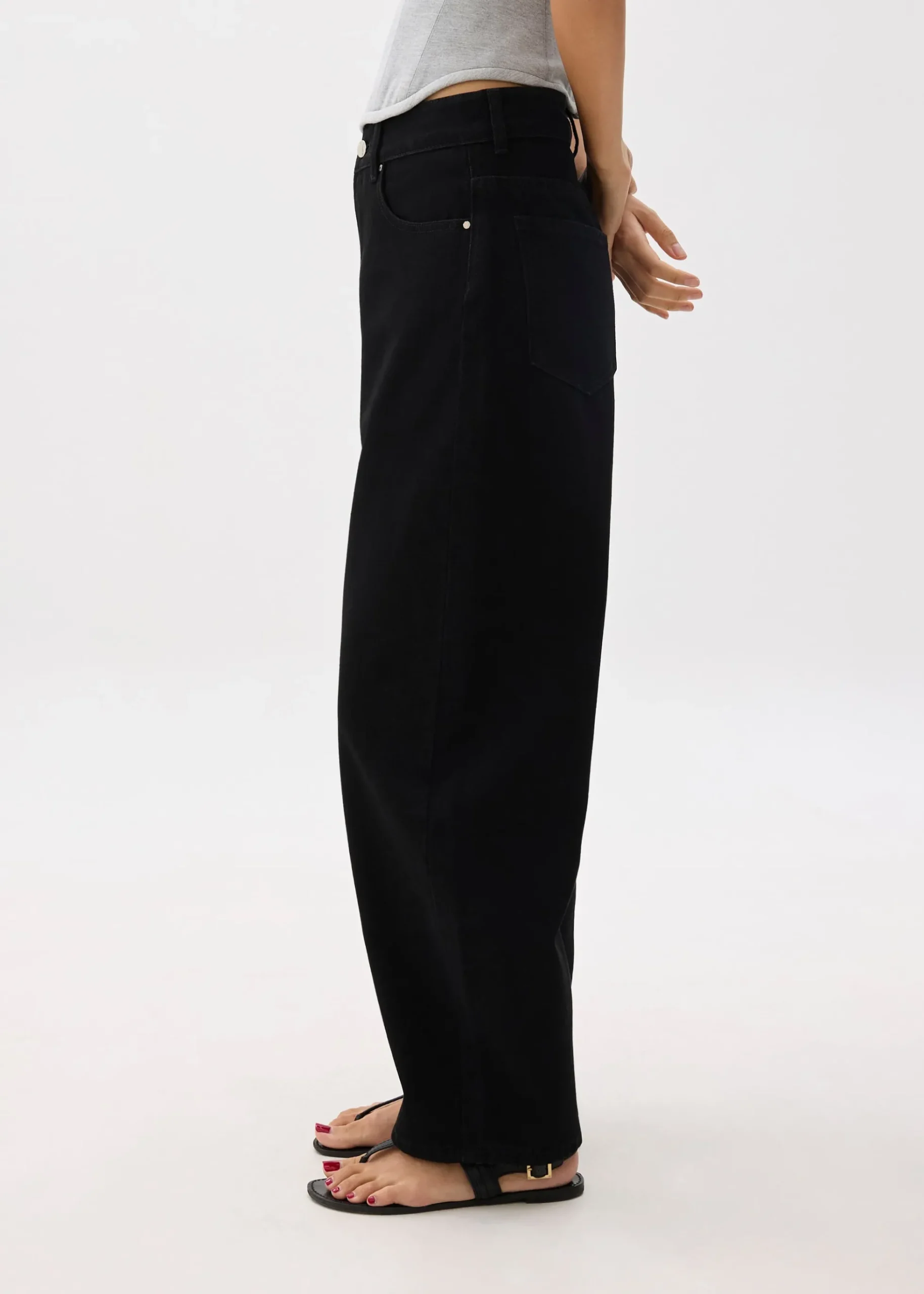 High Waist Denim Barrel Jeans