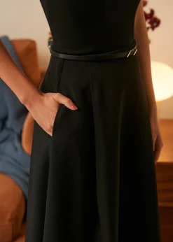High Waist Flare Midi Skirt