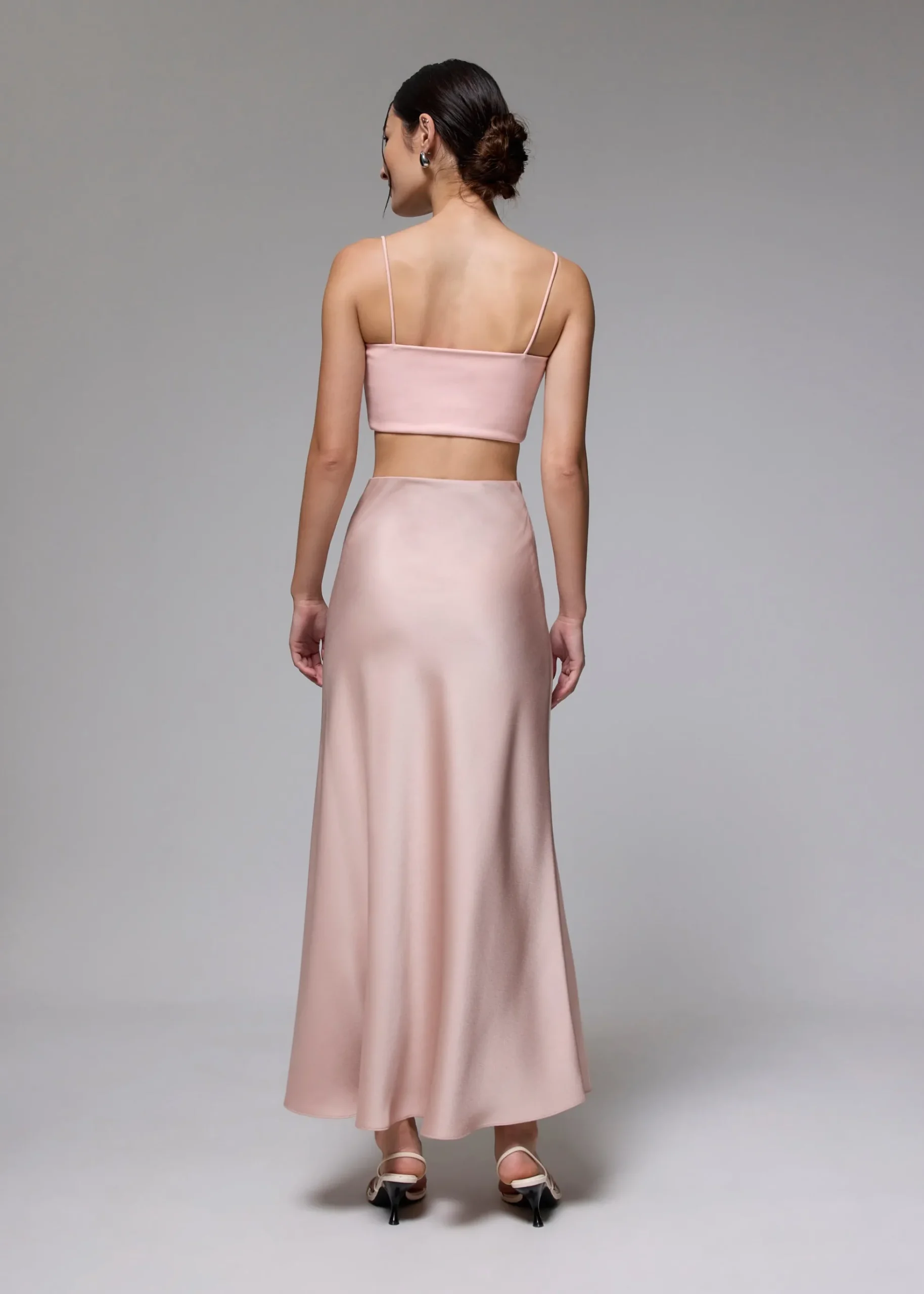 High Waist Satin Bias Cut Maxi Skirt