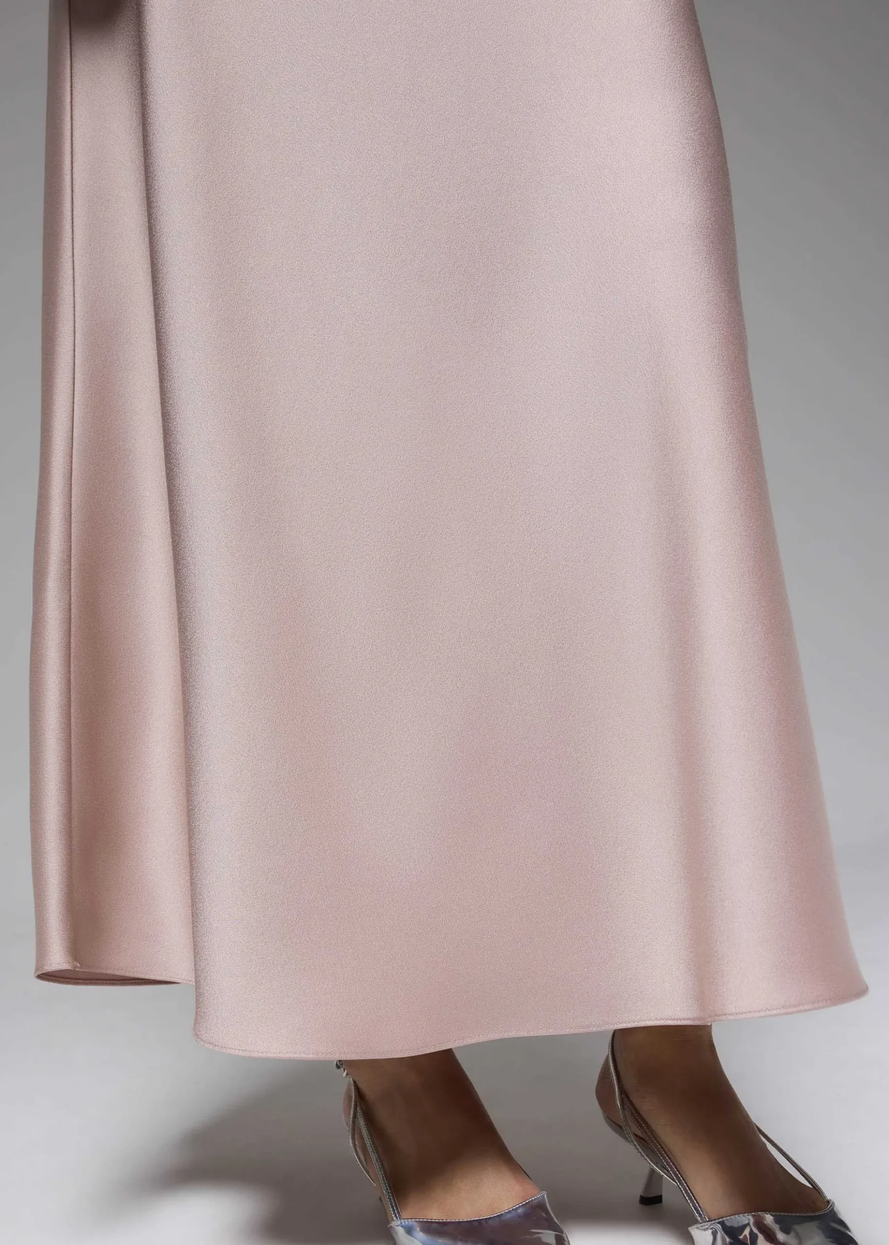 High Waist Satin Bias Cut Maxi Skirt