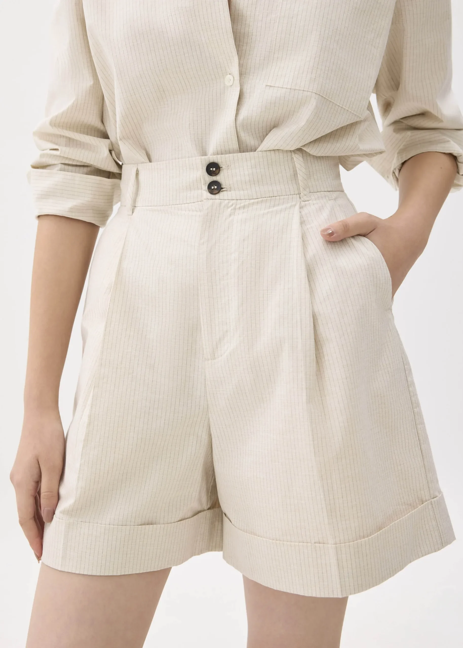 High Waist Tailored Bermuda Shorts