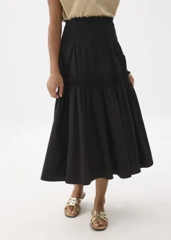 High Waist Tiered A-line Maxi Skirt