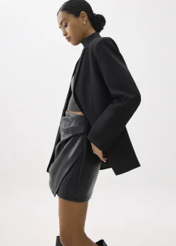 High Waist Vegan Leather A-line Mini Skirt