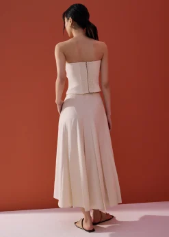 Hiraya Elastic Pleated Panelled Flare Midaxi Skirt