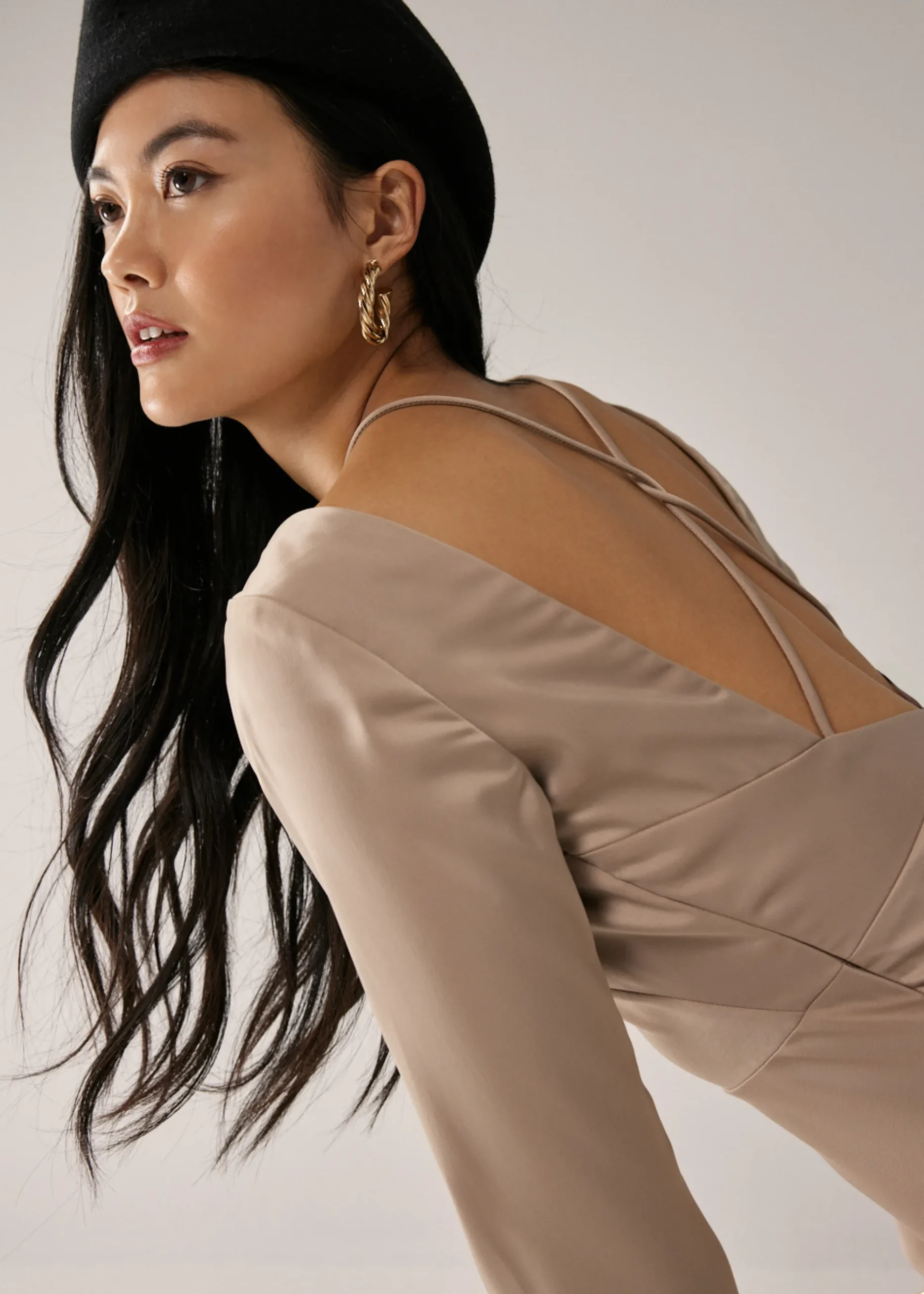 Hyacinth Padded Satin Low Back Dress