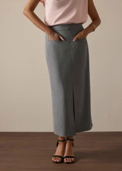 Ikumi Adjustable Waist Melange Column Midaxi Skirt
