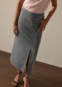 Ikumi Adjustable Waist Melange Column Midaxi Skirt