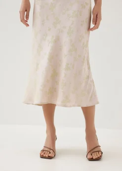 Ila Satin Bias Cut Midi Dress in Opulent Florals