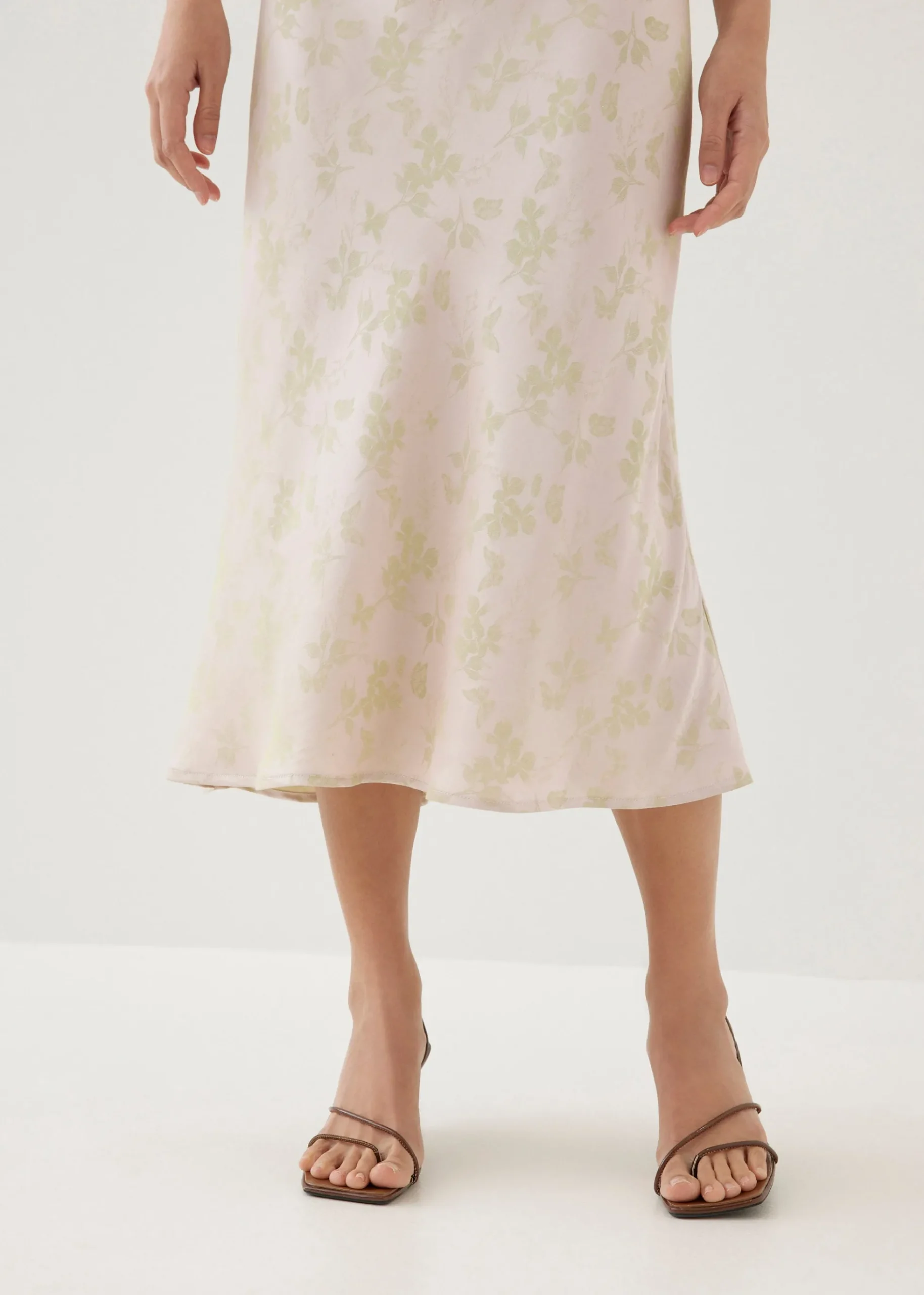Ila Satin Bias Cut Midi Dress in Opulent Florals