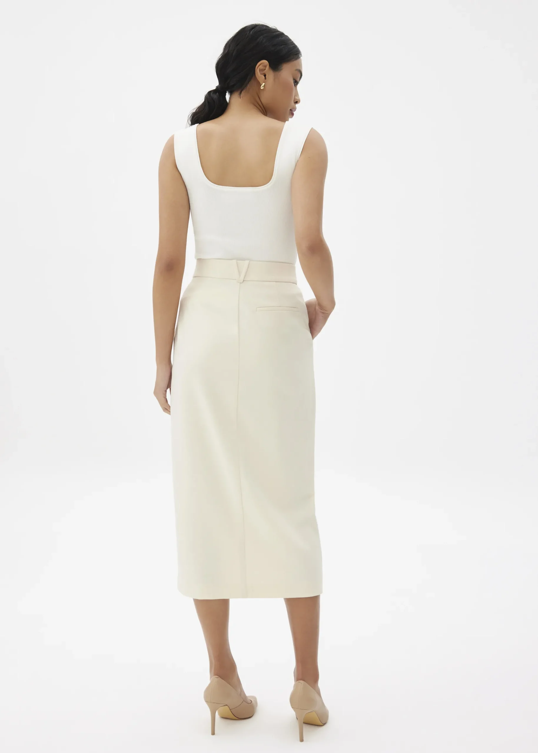 Iman Tailored Column Midi Skirt