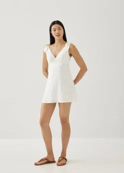 Imogen Padded Linen Tie Shoulder Dress