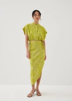 Inna Satin Mandarin Collar Blouse in Opulent Florals