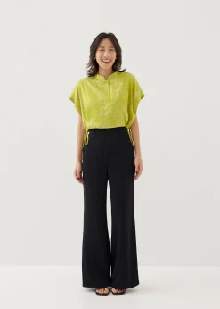 Inna Satin Mandarin Collar Blouse in Opulent Florals