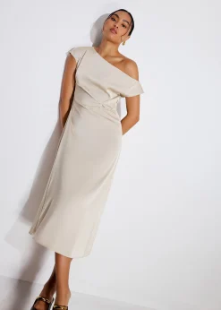 Intan Satin Asymmetric A-line Midaxi Dress