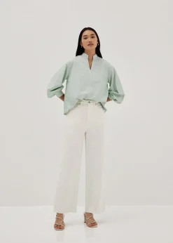 Irya Blouson Sleeve Split Neck Top