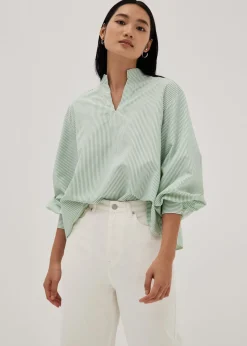 Irya Blouson Sleeve Split Neck Top