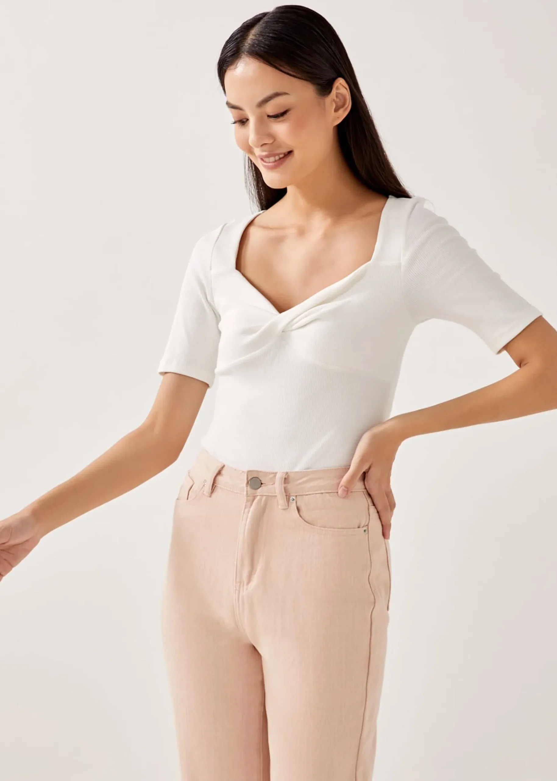 Isella Ribbed Knot Twist Top