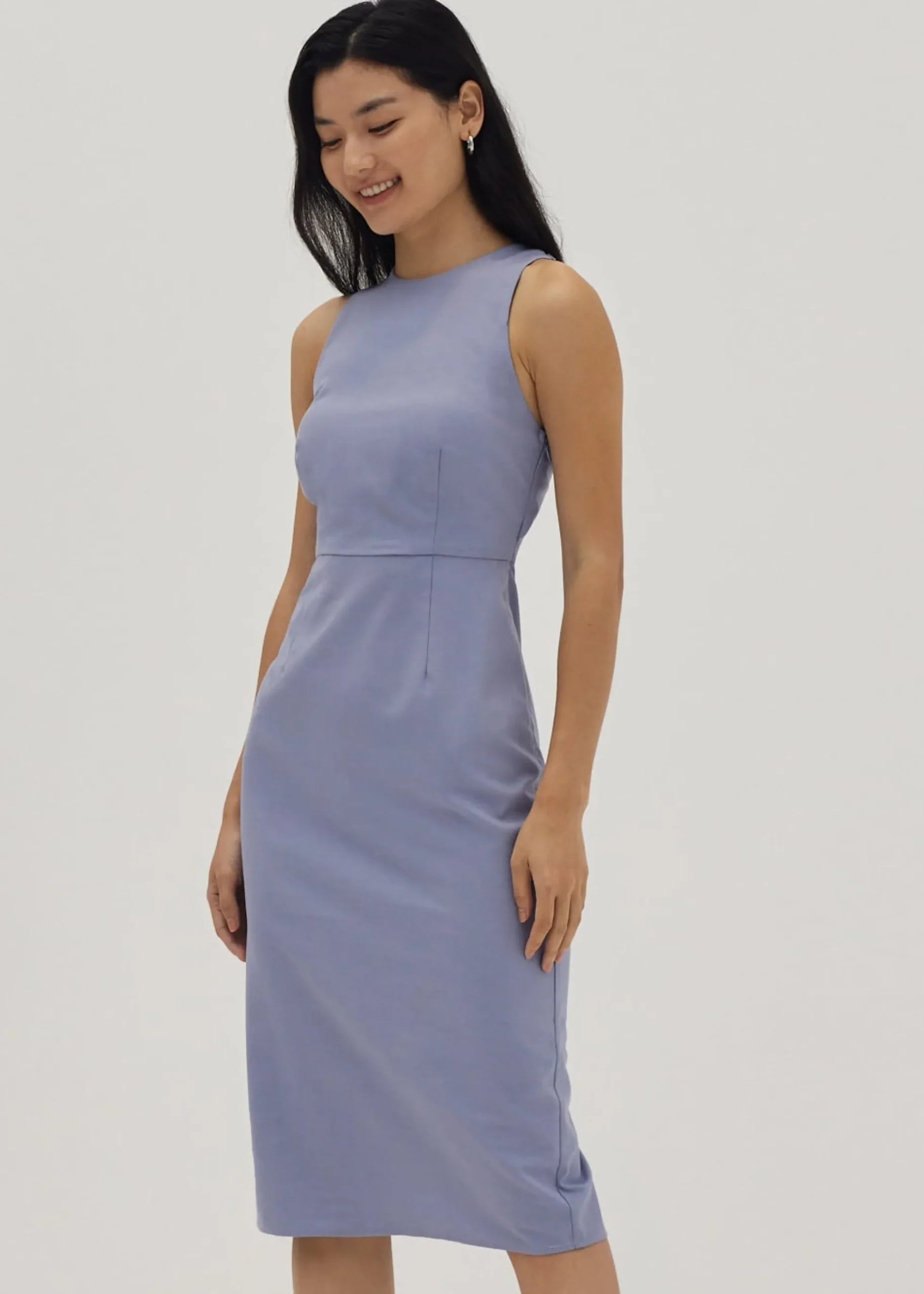 Isla Padded Linen Column Dress