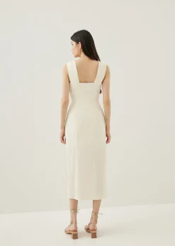 Ivanka Textured Sweetheart Column Midi Dress