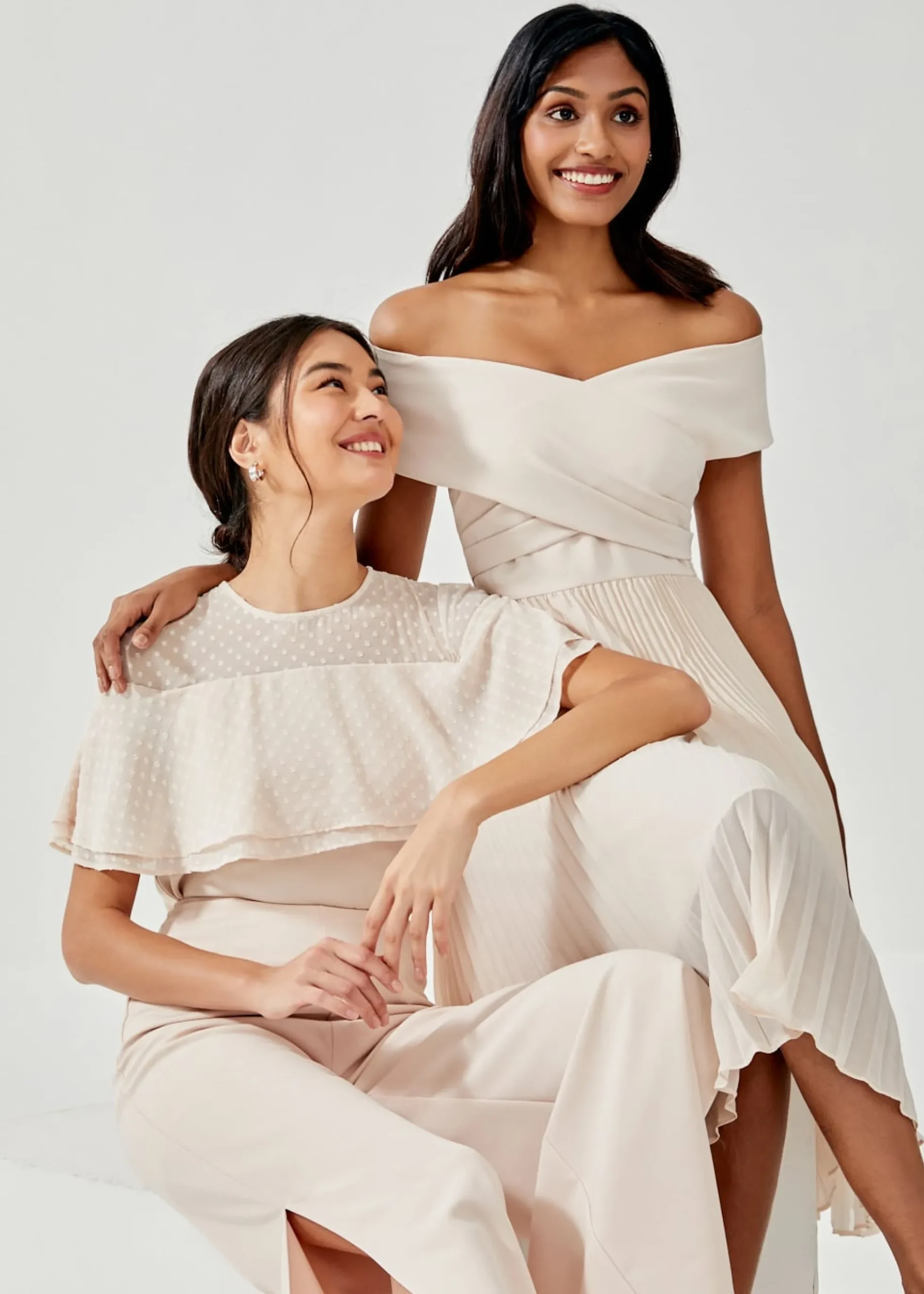 Ivanki Pleated Off Shoulder Midi Dress