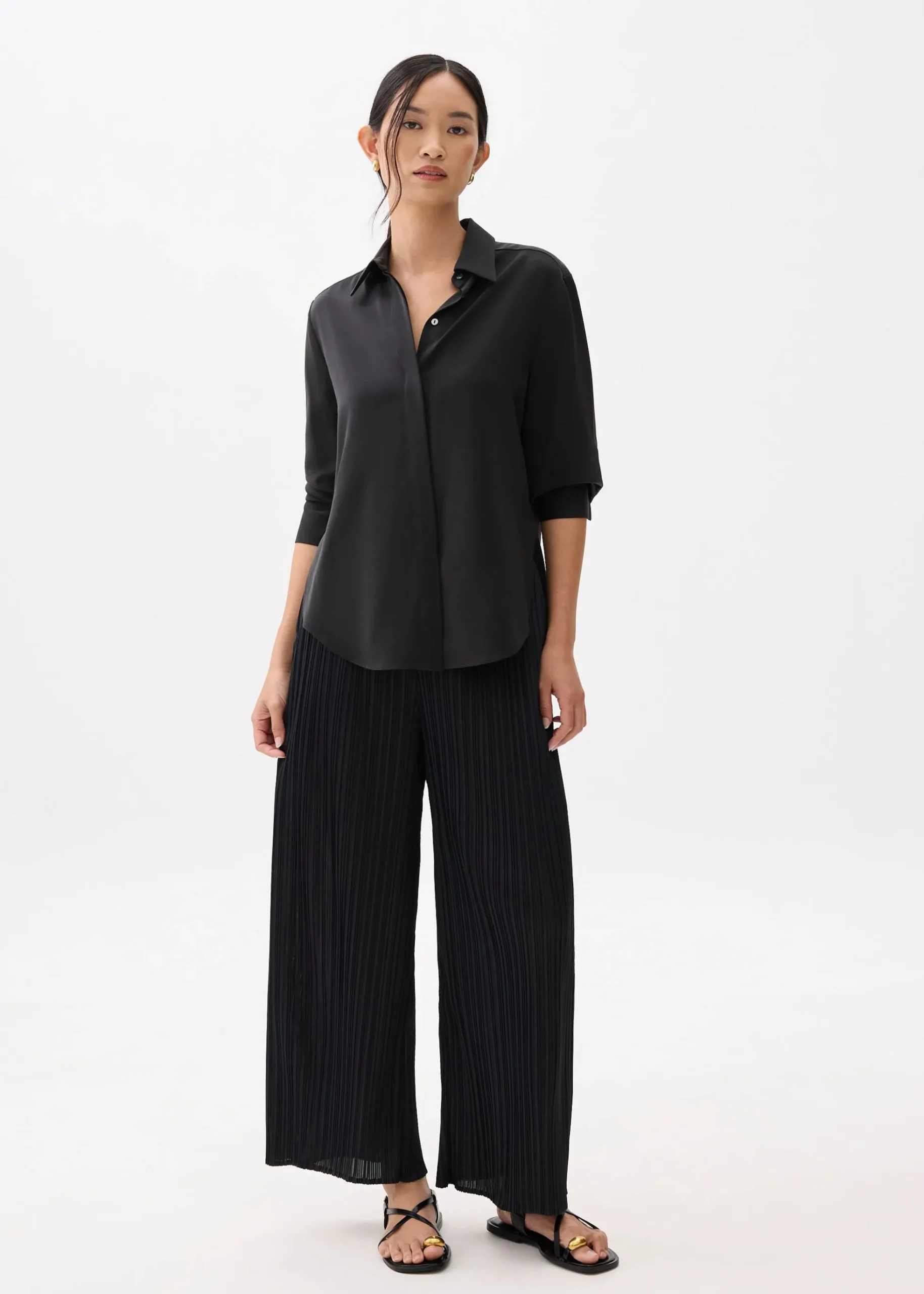 Ivy Satin Button Down Shirt