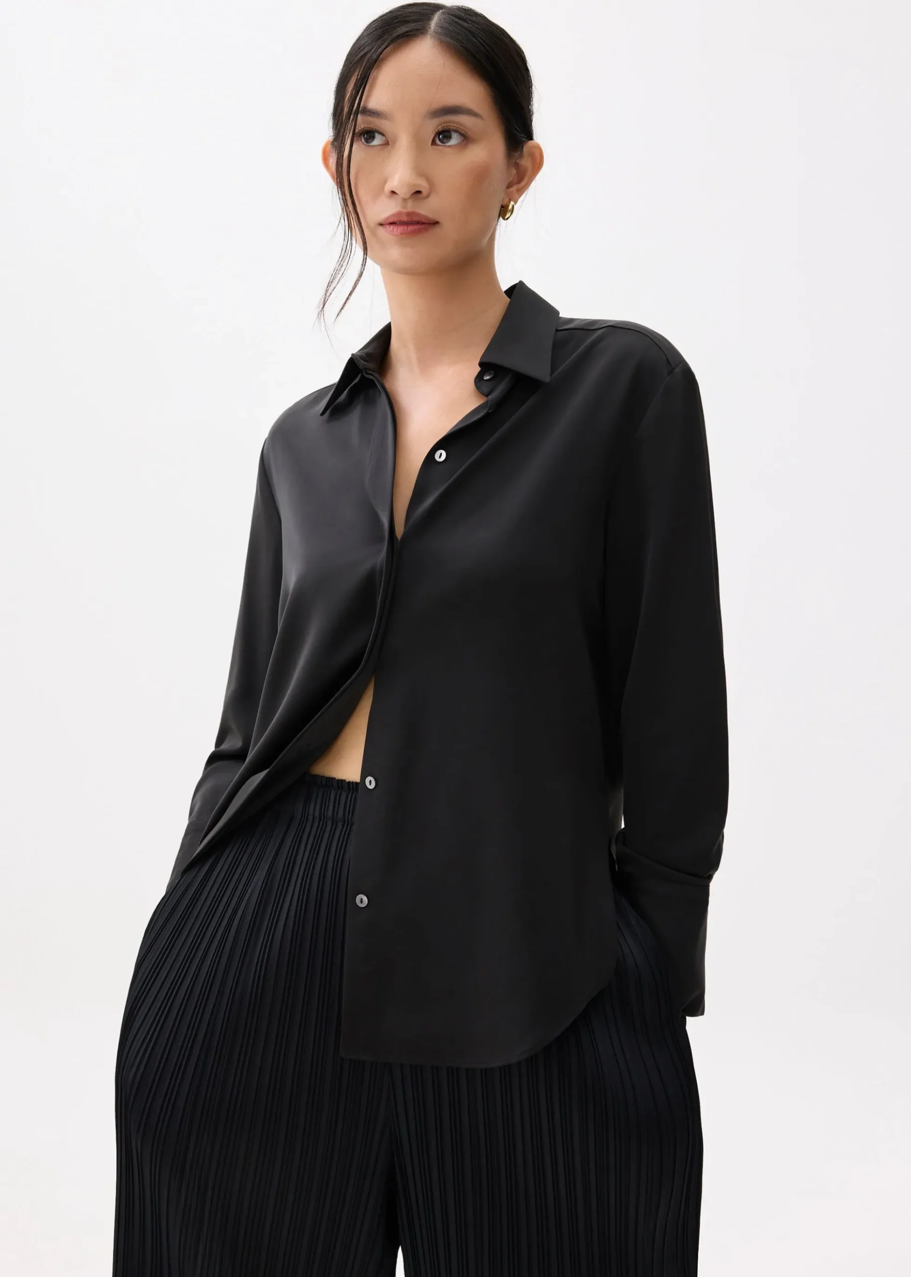 Ivy Satin Button Down Shirt