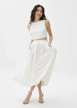 Jacquard Boat Neck Crop Shell Top