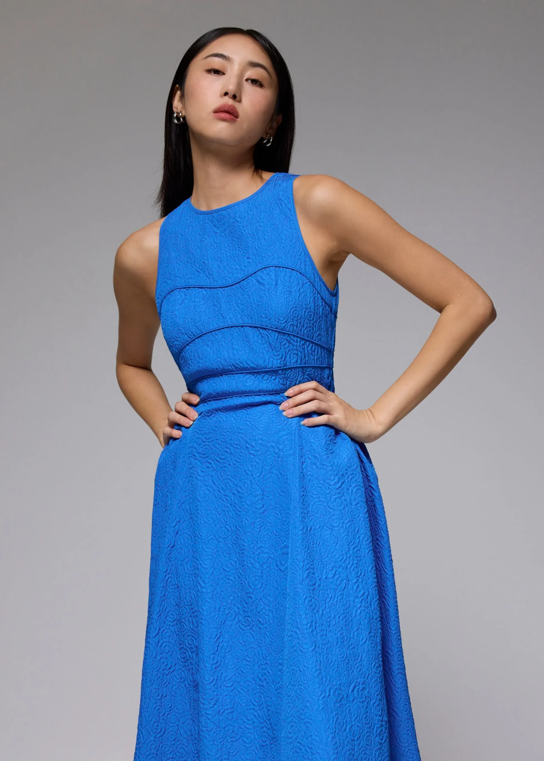Jacquard Fit & Flare Midaxi Dress