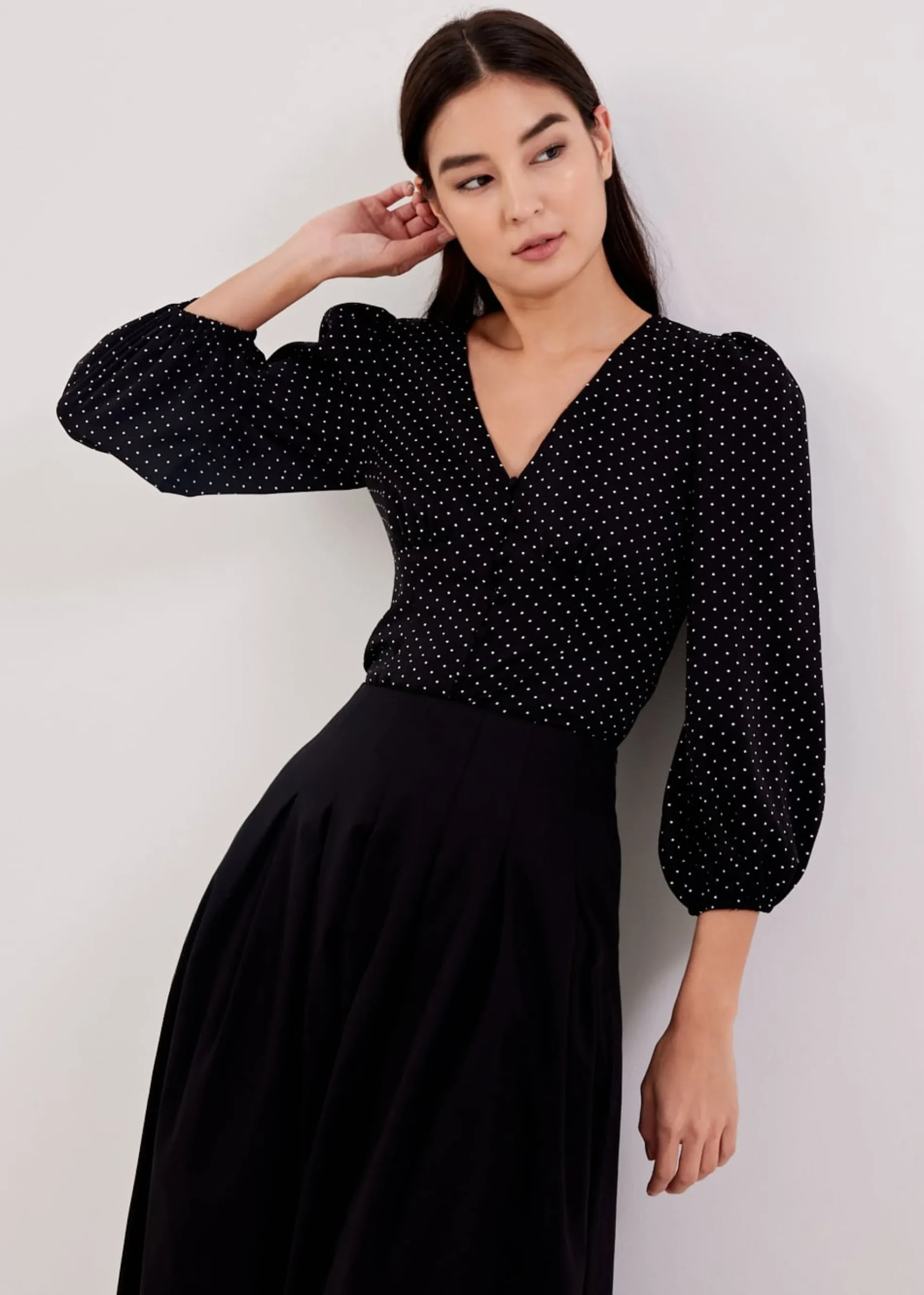 Jacque Polka Dot Button Down Top