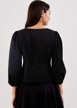 Jacque Polka Dot Button Down Top