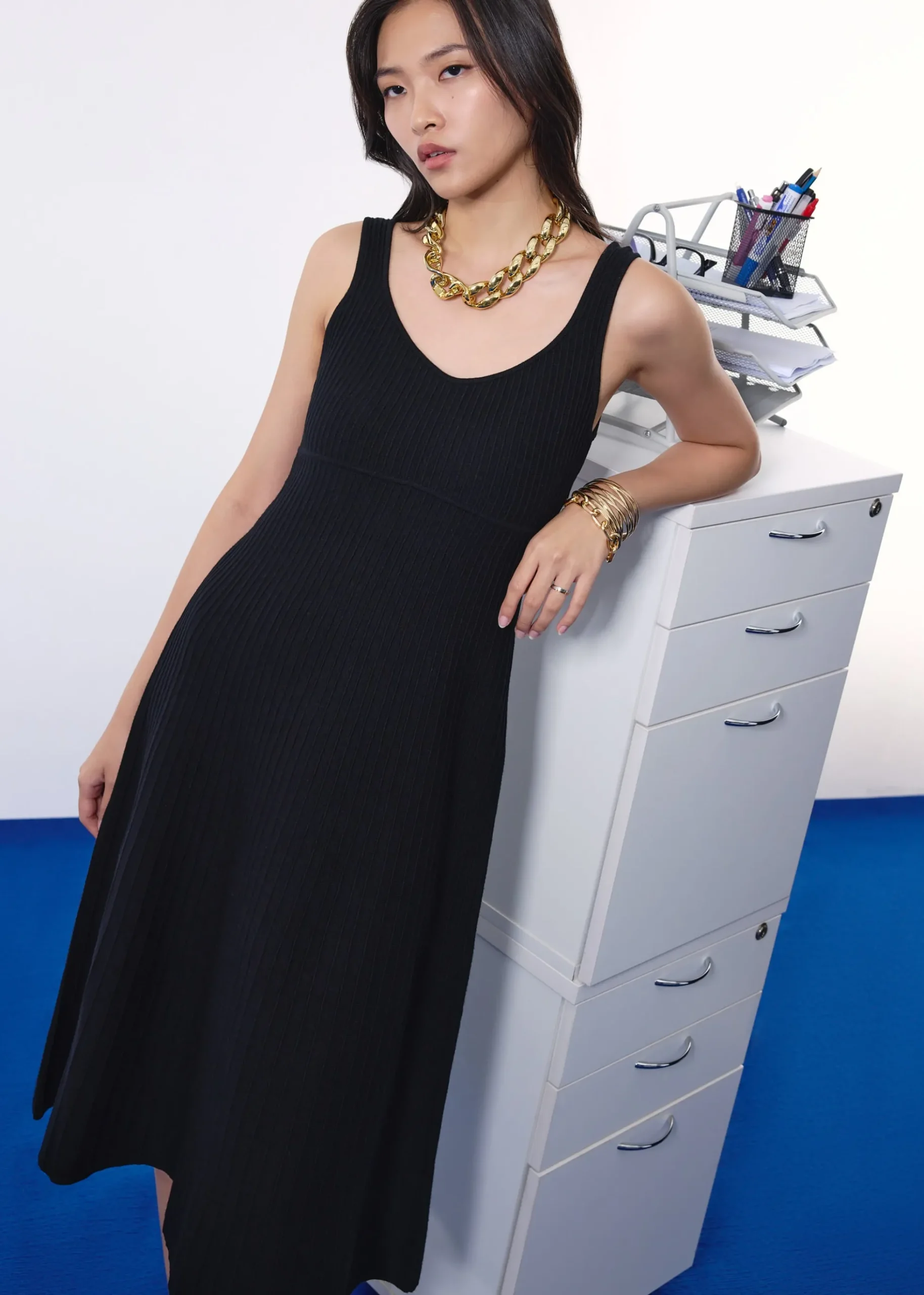 Janey Knit Sweetheart Fit & Flare Midi Dress