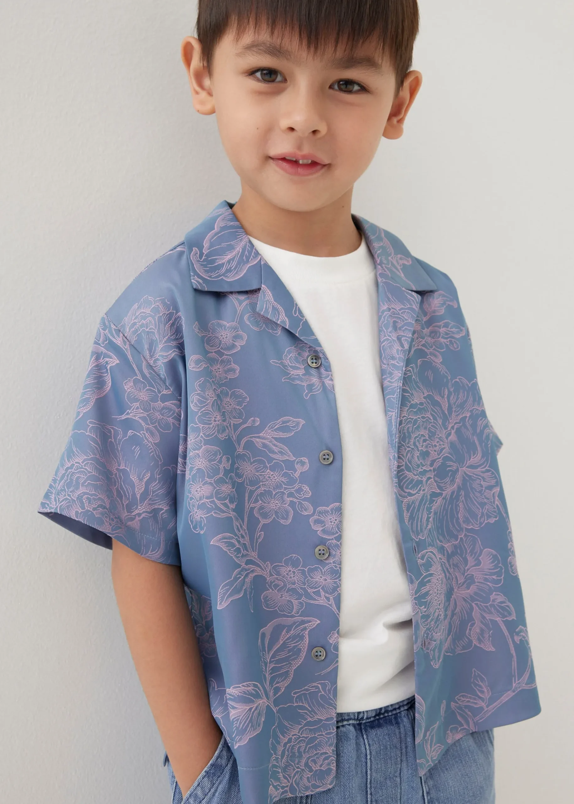 Jari Satin Collared Shirt in Opulent Florals