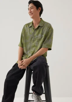 Jaxon Unisex Satin Collared Shirt in Opulent Florals