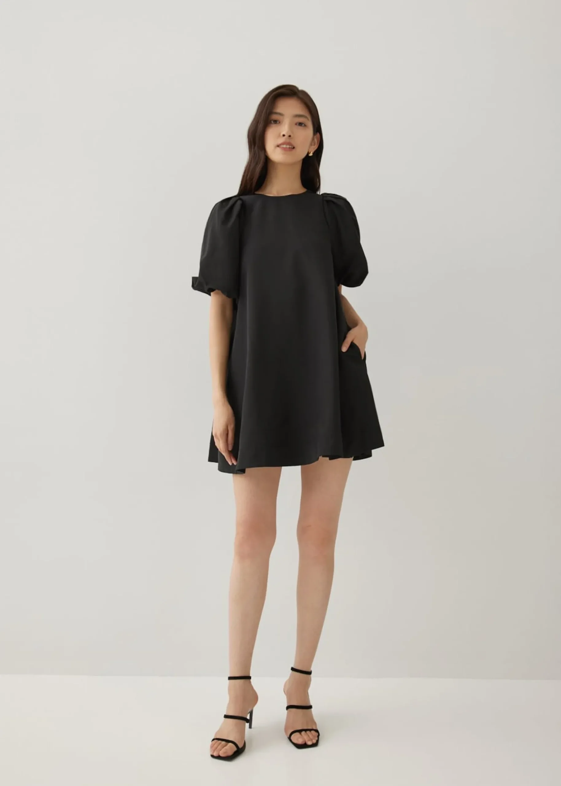 Jeddie Trapeze Puff Sleeve Dress