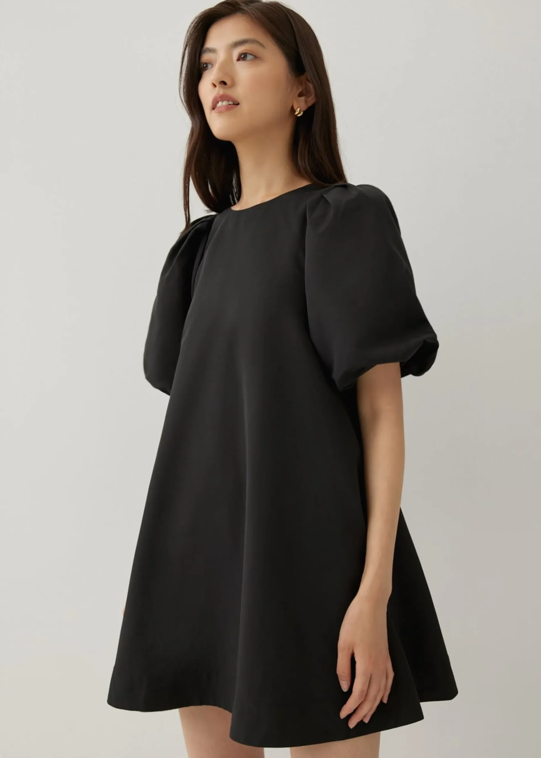 Jeddie Trapeze Puff Sleeve Dress