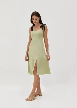 Jenica Smocked Tie Shoulder Dress