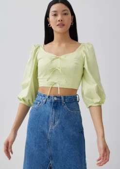 Jennae Cotton Smocked Puff Sleeve Top