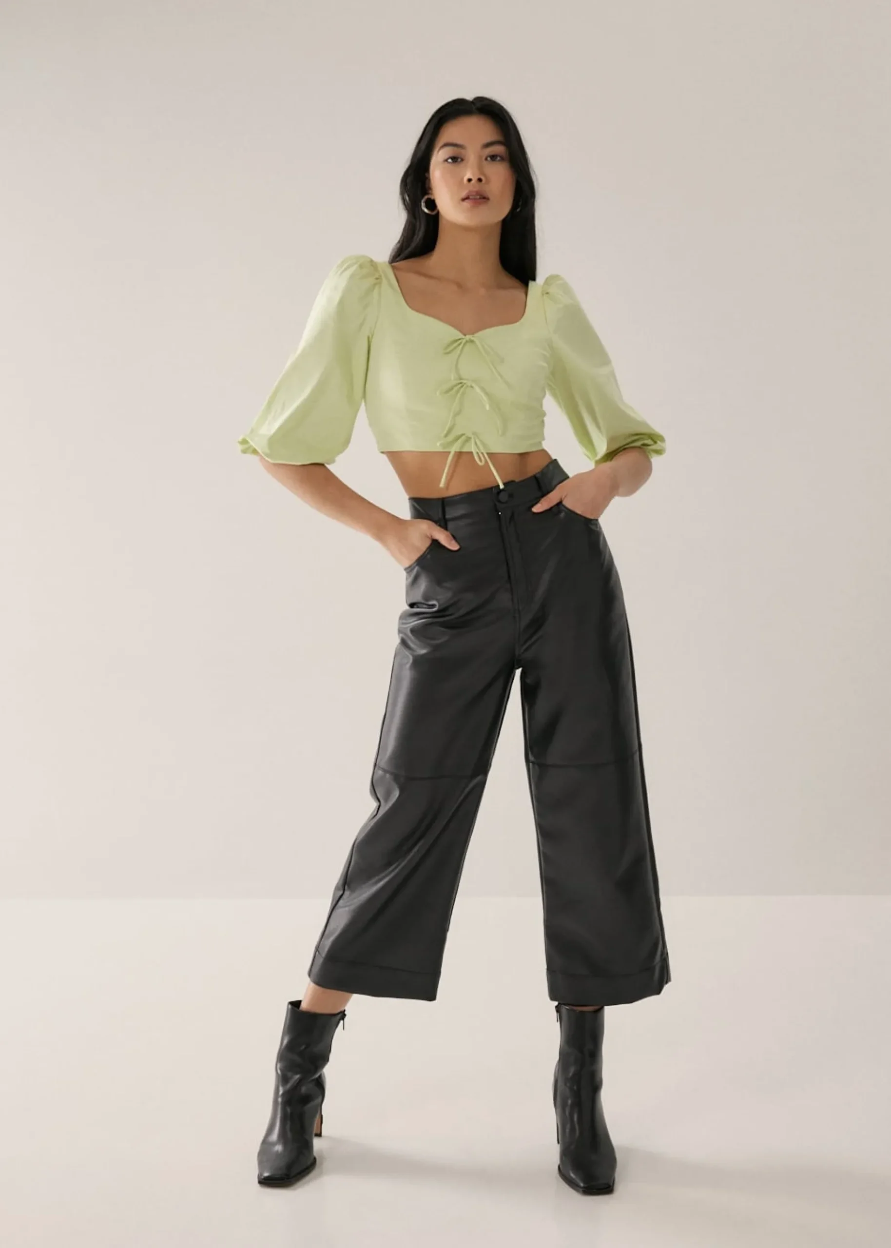 Jennae Cotton Smocked Puff Sleeve Top