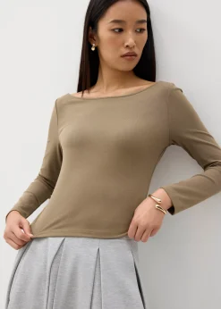 Jersey Boat Neck Fitted Top