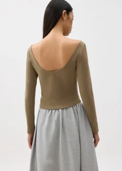 Jersey Boat Neck Fitted Top
