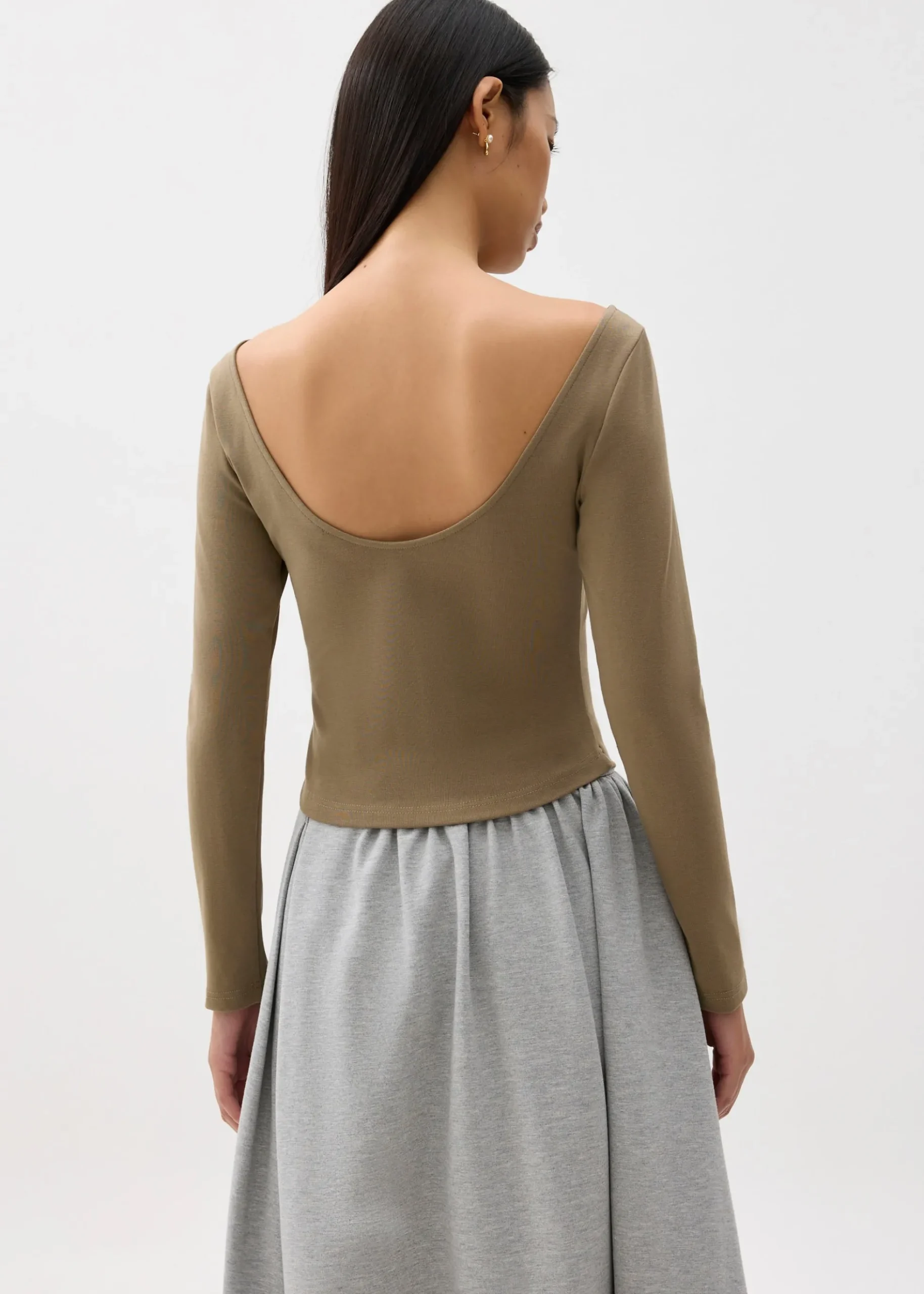 Jersey Boat Neck Fitted Top