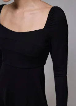 Jersey Square Neck Fit & Flare Midi Dress