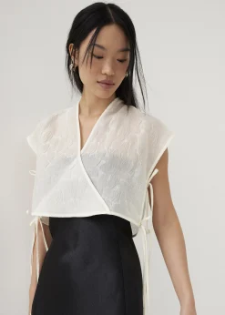 Jing Organza Crop V-neck Top