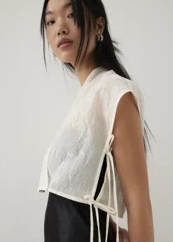 Jing Organza Crop V-neck Top