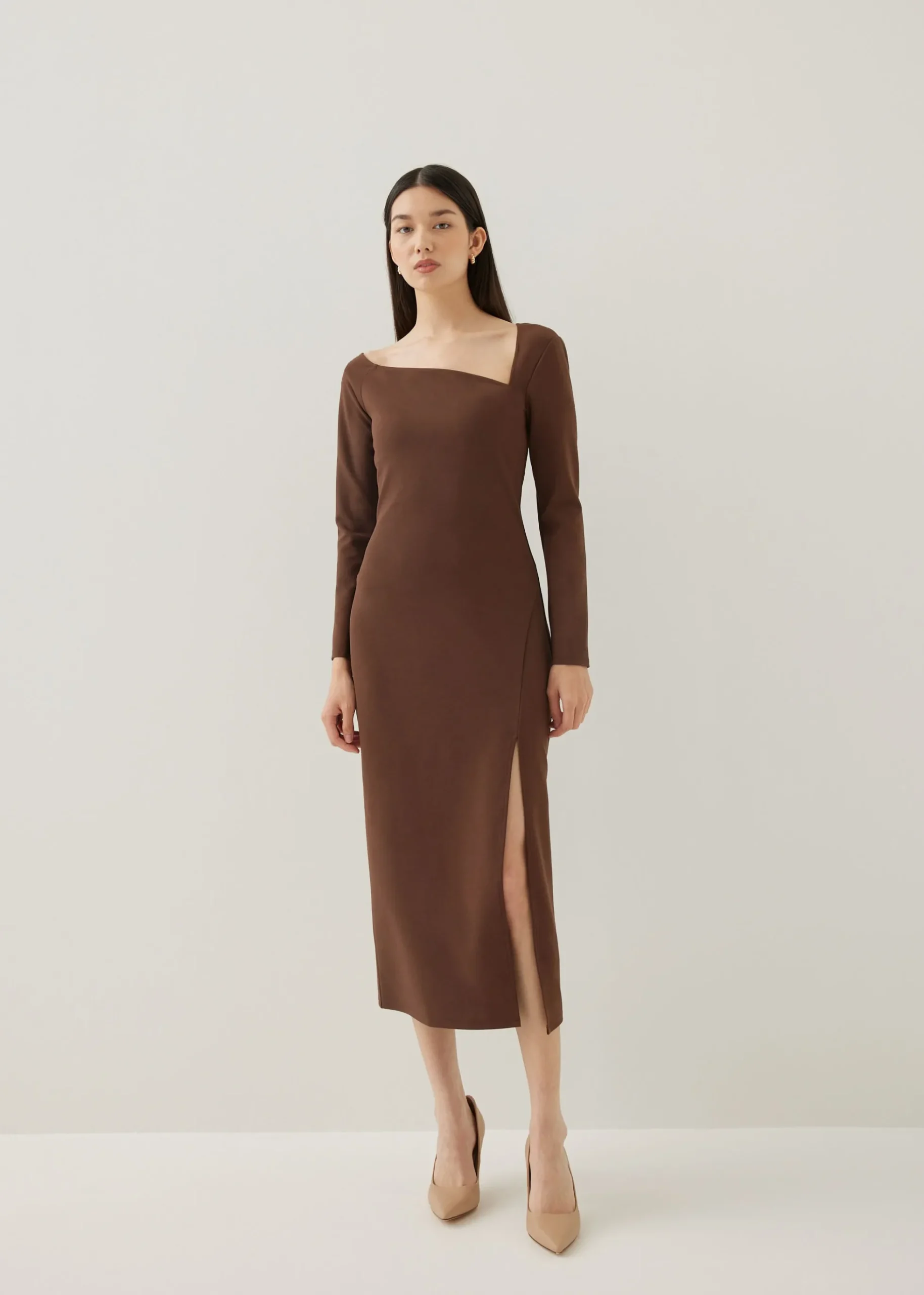 Jinri Asymmetric Bodycon Midi Dress
