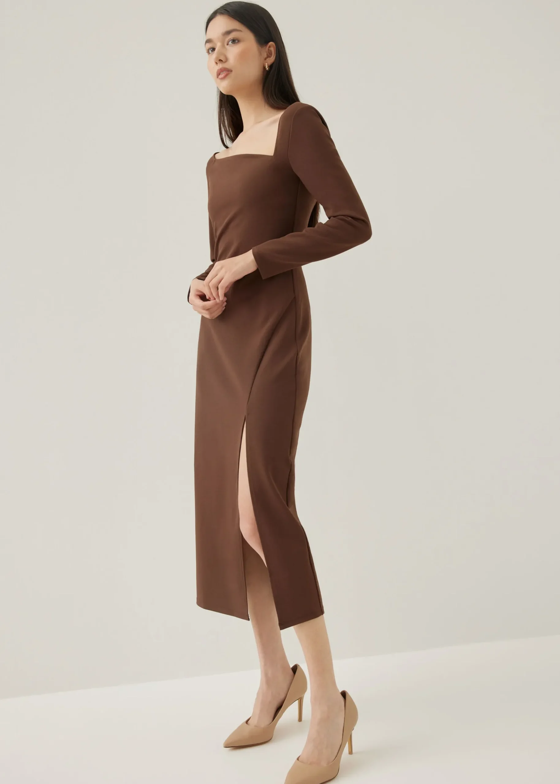Jinri Asymmetric Bodycon Midi Dress
